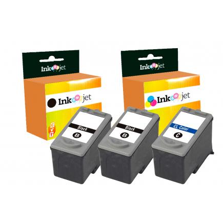 Compatible Pack Canon PG512 Negro X2 + CL513 Tricolor Cartuchos de Tinta