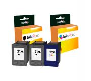 Compatible Pack HP 21XL Negro X2 + HP 22XL Tricolor Cartuchos de Tinta