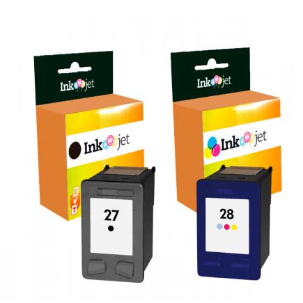 Compatible Pack HP 27 Negro + HP 28 Tricolor Cartuchos de Tinta