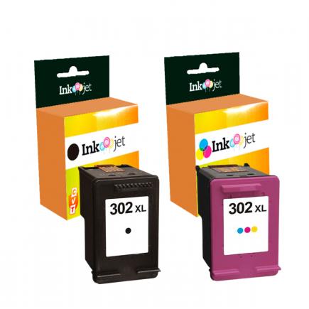 Compatible Pack HP 302XL V3 Negro + HP 302XL Tricolor Cartuchos de Tinta