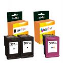 Compatible Pack HP 302XL V3 Negro X2 + HP 302XL Tricolor Cartuchos de Tinta