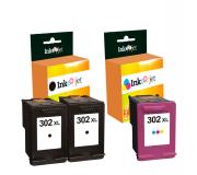 Compatible Pack HP 302XL V3 Negro X2 + HP 302XL Tricolor Cartuchos de Tinta