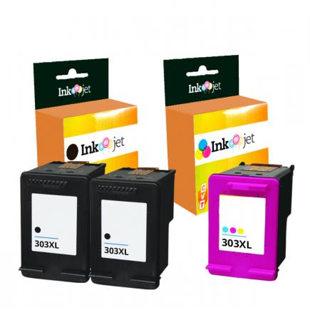 Compatible Pack HP 303XL Negro X2 + HP 303XL Tricolor Cartuchos de Tinta