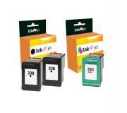 Compatible Pack HP 338 X2 Negro + HP 343 Tricolor Cartuchos de Tinta