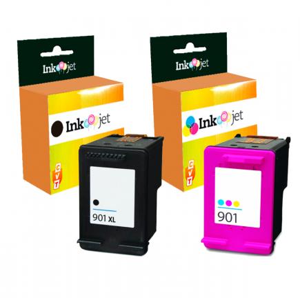 Compatible Pack HP 901XL Negro + HP 901XL Tricolor Cartuchos de Tinta