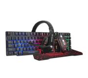 Scorpion CM370 Pack 4 en 1 Gaming Teclado con Retroiluminacion RGB + Raton 3200dpi  con Retroiluminacion RGB + Auriculares con Microfono + Alfombrilla - Uso Diestro - Color Negro/Rojo