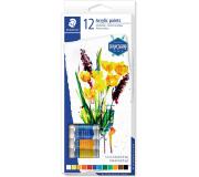 Staedtler 8500 Pack de 12 Tubos de Pintura Acrilica - Facil de Mezclar - Para Amplia Variedad de Superficies - Colores Surtidos