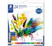 Staedtler 8500 Pack de 24 Tubos de Pintura Acrilica - Facil de Mezclar - Para Amplia Variedad de Superficies - Colores Surtidos
