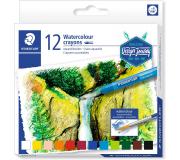 Staedtler Crayones Acuarelables 223 Pack de 12 Lapices de Cera - Facil de Mezclar - Extremadamente Opacos - Colores Surtidos