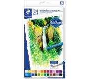Staedtler Crayones Acuarelables 223 Pack de 24 Lapices de Cera - Facil de Mezclar - Extremadamente Opacos - Colores Surtidos