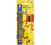 Staedtler Noris 120 Pack de 3 Lapices de Grafito Hexagonales + Goma de Borrar + Sacapuntas - Mina HB Ultrarresistente de 2mm - Madera de Bosques Sostenibles