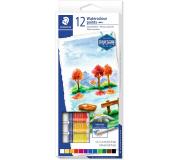 Staedtler Pack de 12 Tubos de Acuarela 12ml - Colores Brillantes  - Usar en Papel Acuarela o Cartulina - Colores Surtidos