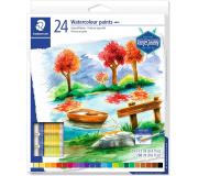 Staedtler Pack de 24 Tubos de Acuarela 12ml - Colores Brillantes  - Usar en Papel Acuarela o Cartulina - Colores Surtidos