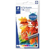 Staedtler Pasteles al Oleo 2420 Pack de 12 Ceras Blandas - Resistencia a la Rotura - Extremadamente Brillantes - Colores Surtidos