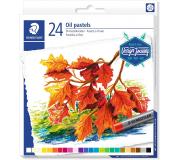 Staedtler Pasteles al Oleo 2420 Pack de 24 Ceras Blandas - Resistencia a la Rotura - Extremadamente Brillantes - Colores Surtidos