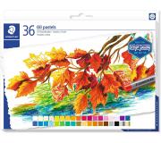 Staedtler Pasteles al Oleo 2420 Pack de 36 Ceras Blandas - Resistencia a la Rotura - Extremadamente Brillantes - Colores Surtidos
