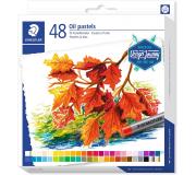 Staedtler Pasteles al Oleo 2420 Pack de 48 Ceras Blandas - Resistencia a la Rotura - Extremadamente Brillantes - Colores Surtidos