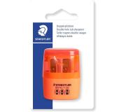 Staedtler Sacapuntas Doble Uso con Deposito - 2 Agujeros - De 8.2mm hasta 10.2mm - Color Naranja Neon