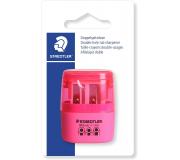 Staedtler Sacapuntas Doble Uso con Deposito - 2 Agujeros - De 8.2mm hasta 10.2mm - Color Rosa Neon