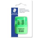 Staedtler Sacapuntas Doble Uso con Deposito - 2 Agujeros - De 8.2mm hasta 10.2mm - Color Verde Neon