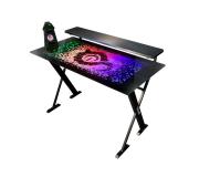 Talius Mesa Gaming Warship X1 con Iluminacion LED RGB - Tablero de Cristal Templado 120x60cm - Mando en el Cable - Patas de Acero - Hasta 60kg - Color Negro