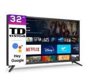 TD Systems Televisor Smart TV 32" LED HD - WiFi, Bluetooth, HDMI, USB - Asistente de Voz - VESA 200x100mm