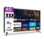 TD Systems Televisor Smart TV 40" DLED FullHD 1080p - WiFi, Bluetooth, HDMI, USB - Asistente de Voz - VESA 200x100mm