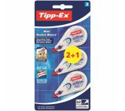 Tipp-Ex Mini Pocket Mouse 2+1 Pack de 3 Cintas Correctoras 5mm x 6m - Resistente - Escritura Instantanea