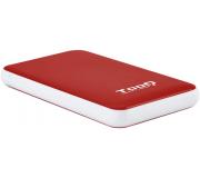 Tooq Carcasa Externa HDD/SDD 2.5" hasta 9.5mm SATA USB 3.0/3.1 Gen 1 - Sin Tornillos - Color Rojo/Blanco