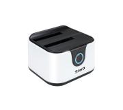 Tooq Docking Station USB 3.0 - HDD/SSD 2.5", 3.5" SATA I,II,III - Boton de Clonacion - Copia de Seguridad - Color Blanco/Negro