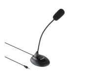 Tooq Microfono de Escritorio Flexible Omnidireccional - Interruptor On/Off - Cable de 2m - Jack 3.5mm - Color Negro