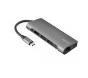 Trust Dalyx Dock Station USB Tipo-C 7 en 1 - HDMI Ultra HD 4K - Lan Gigabit RJ45 - USB-C PD hasta 60W - 2x USB-A 3.2 Gen 1 hasta 5Gbps - Lector de tarjetas SD/MicroSD