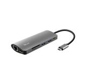 Trust Dalyx Docking Station USB-C 7 en 1 - USB-A, USB-C, HDMI y Ethernet - Lector de SD/MicroSD - Hasta 5Gbps - Aluminio