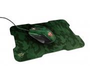 Trust Gaming GXT 781 Rixa Pack de Raton USB 3200dpi + Alfombrilla 300x220 mm - 5 Botones - Iluminacion LED - Uso Ambidiestro - Color Verde/Camuflaje
