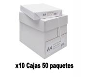 X10 cajas de papel A4 80 grs. 210x297mm Blanco (50 paquetes de 500 h.)