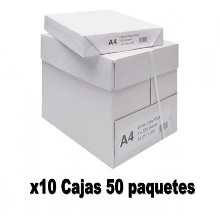 X10 cajas de papel A4 80 grs. 210x297mm Blanco (50 paquetes de 500 h.)