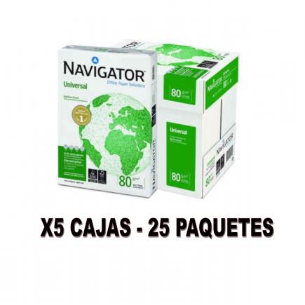 X5 cajas de papel A4 80 grs. Navigator universal (25 paquetes de 500 h.)