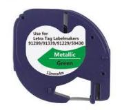 Compatible Dymo LetraTag S0721740 Cinta de Etiquetas para Rotuladora - Texto negro sobre fondo metálico verde - Ancho 12mm x 4 metros (91209) Compatible Dymo LetraTag S0721740 Cinta de Etiquetas para Rotuladora - Texto negro sobre fondo metálico verde - Ancho 12mm x 4 metros (91209)