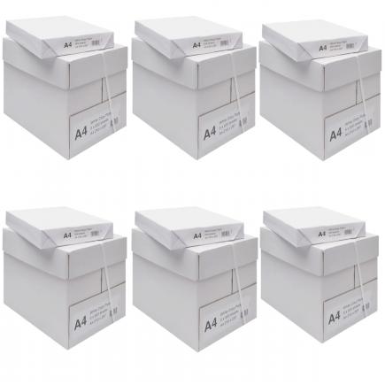 X6 cajas de papel A4 80 grs. 210x297mm Blanco (30 paquetes de 500 h.)